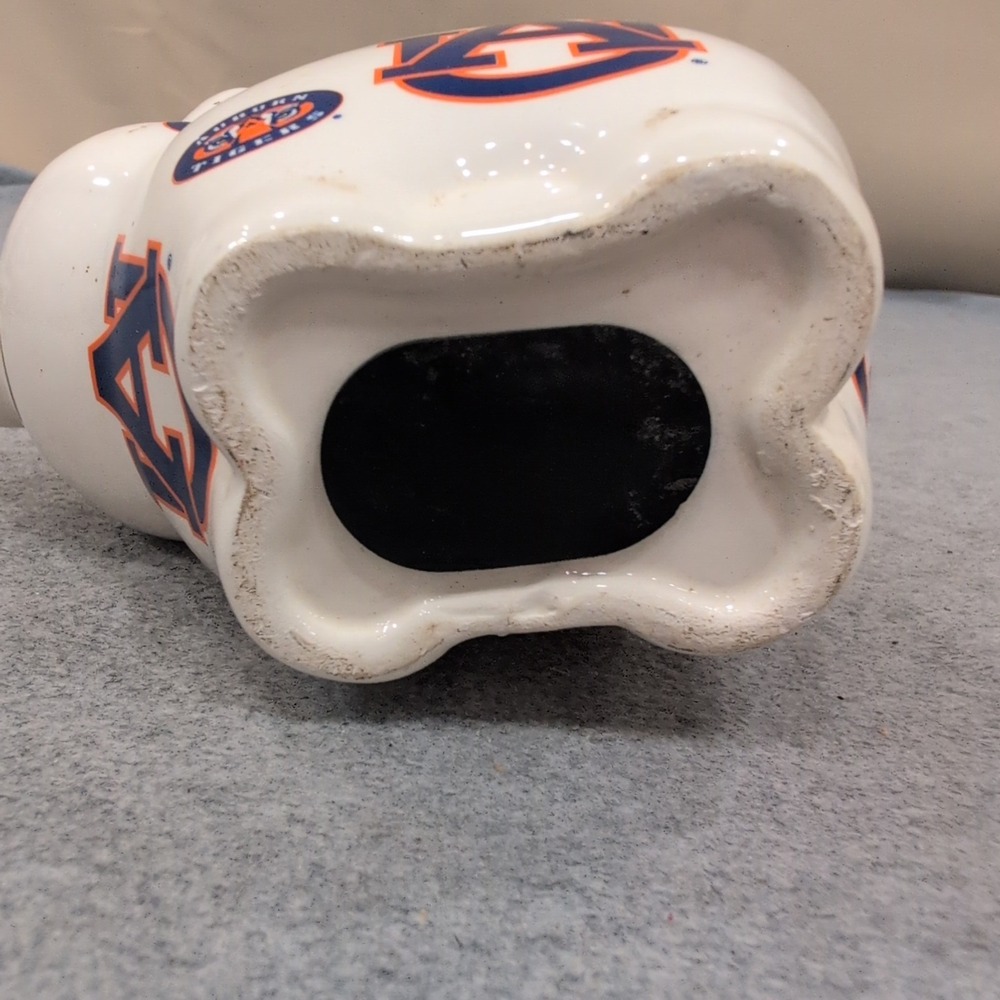 Auburn Tigers NCAA Ceramic Piggy Bank White Blue Orange Jenkins Logo Coin Bank - Picture 5 of 5